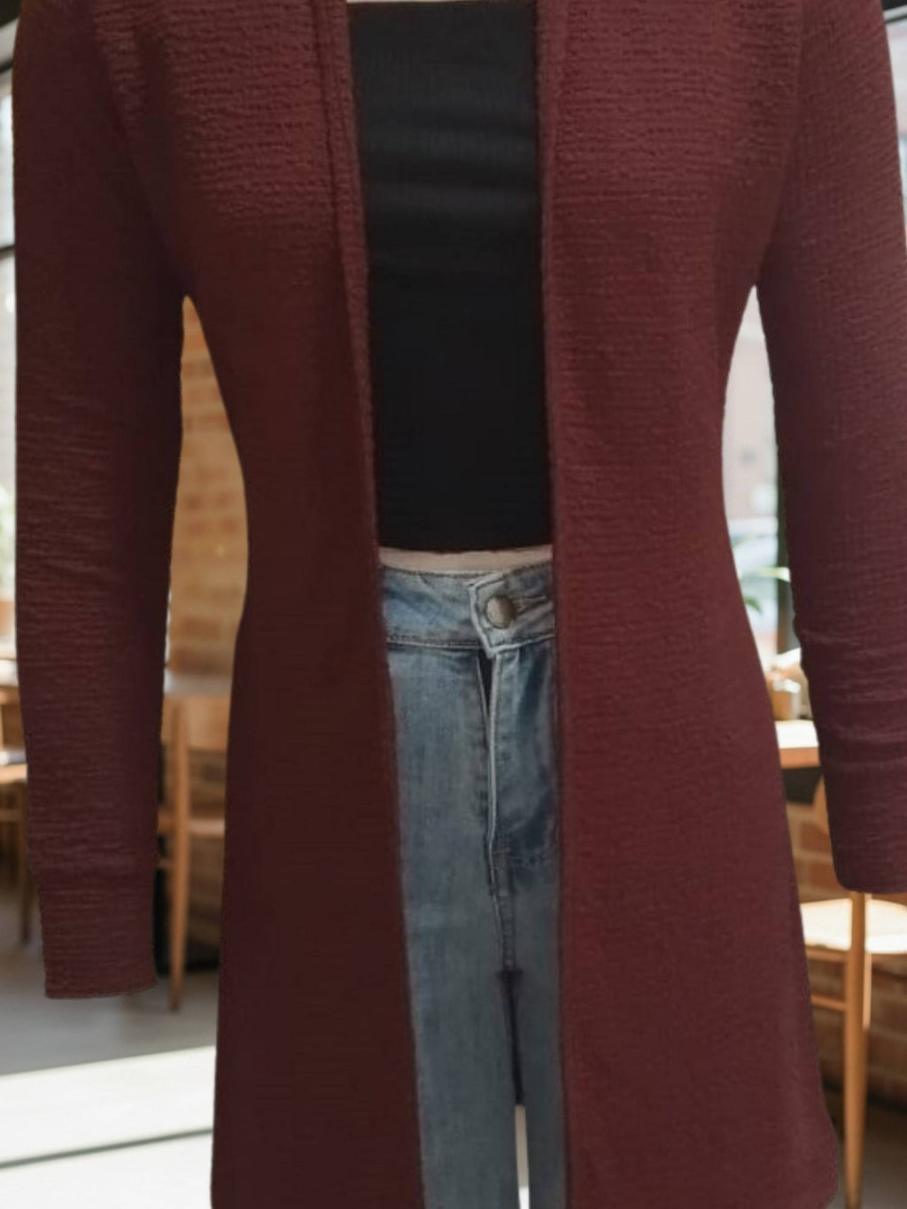 Women's Long Rust Open-Front Shrug | JC78 - view 4