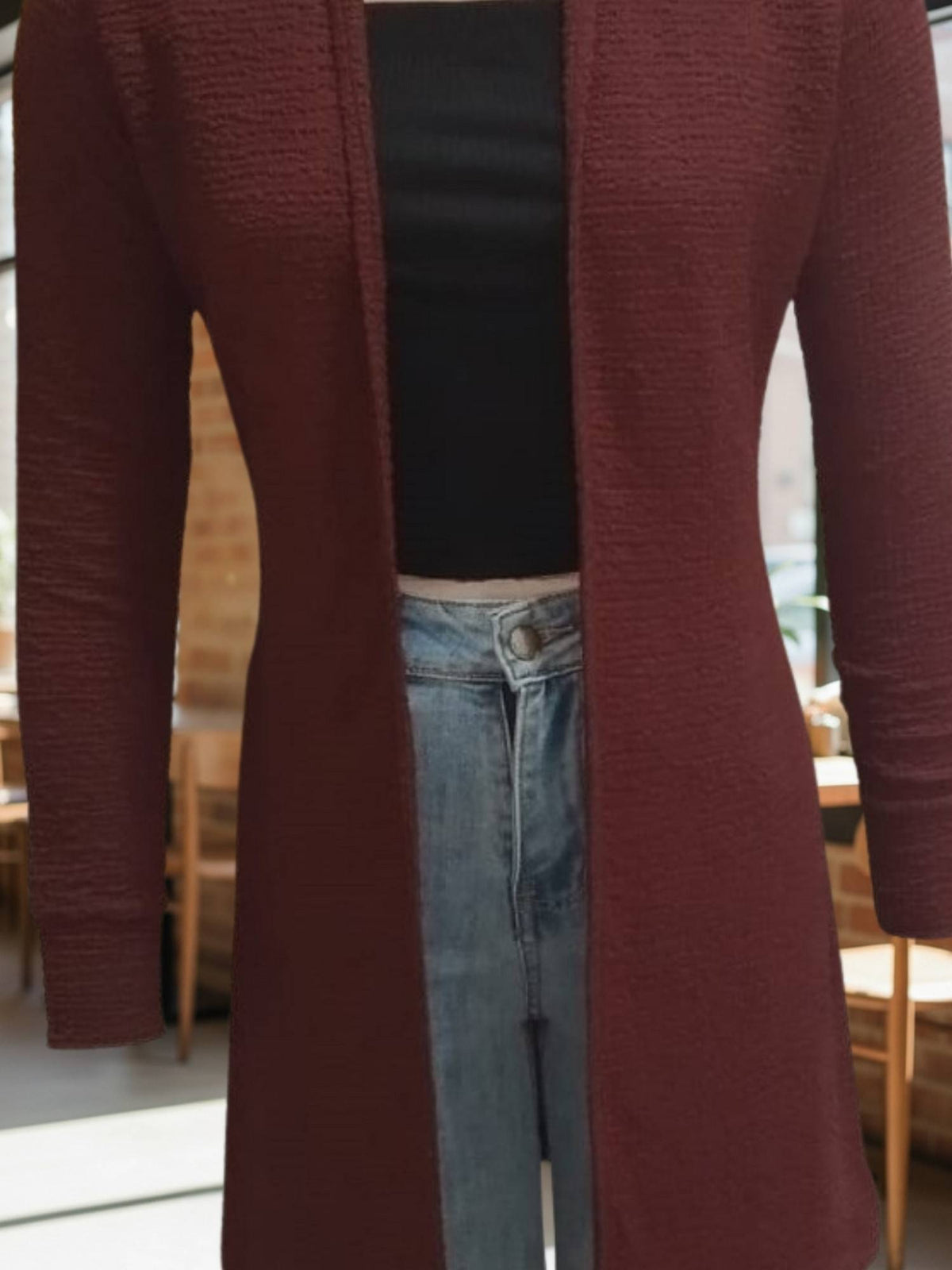 Women's Long Rust Open-Front Shrug | JC78 - view 4