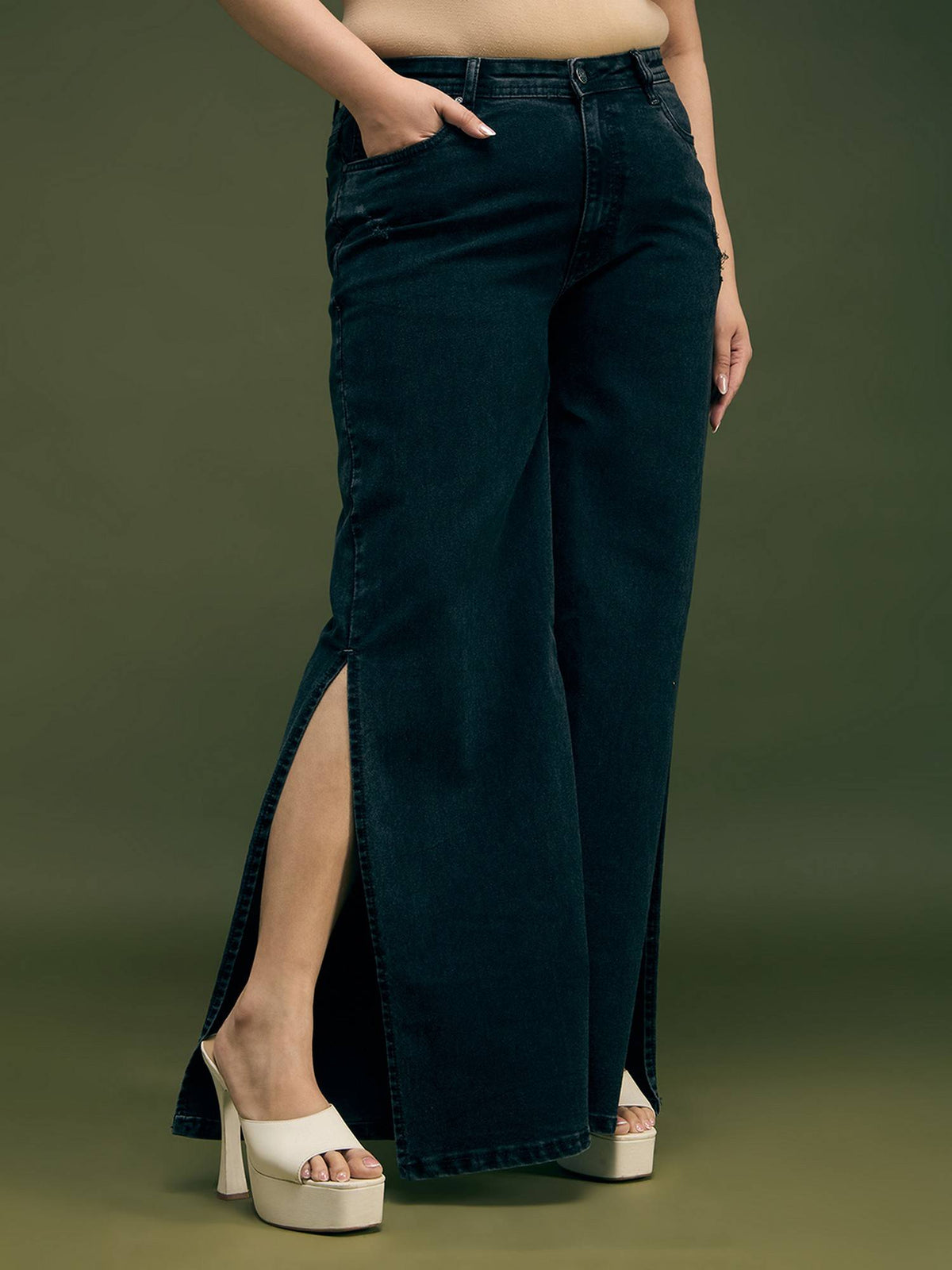 Wide Leg High-Rise Light Fade Stretchable Jeans | WL90 - view 4