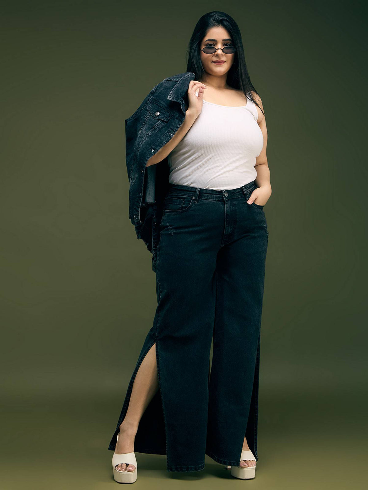 Wide Leg High-Rise Light Fade Stretchable Jeans | WL90 - view 6