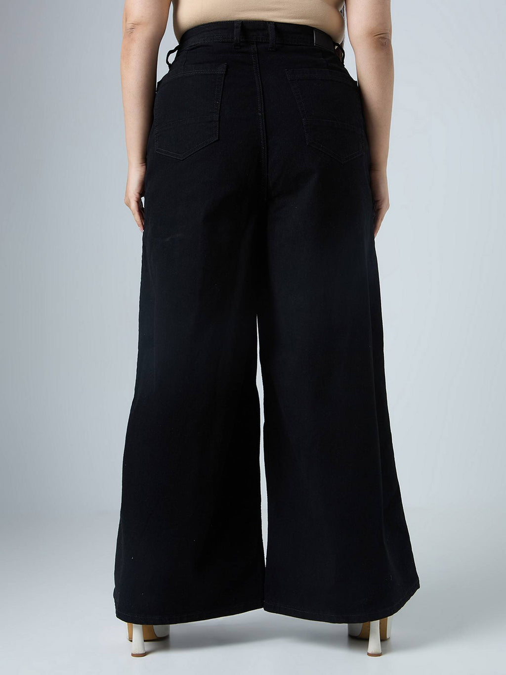 High Rise Extra Wide Black Jeans | BG78 - view 2