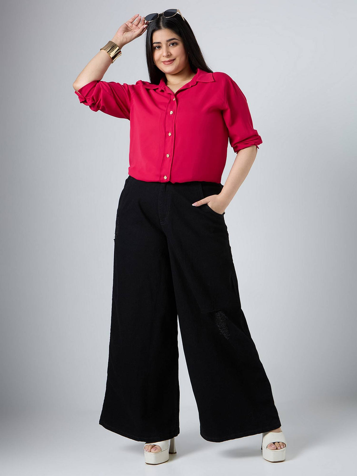 High Rise Extra Wide Black Jeans | BG78 - view 6