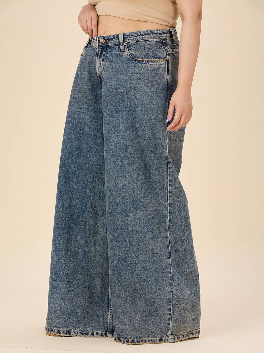 Plus Size Wide Leg High-Rise Stretchable Jeans | WL90 - view 2