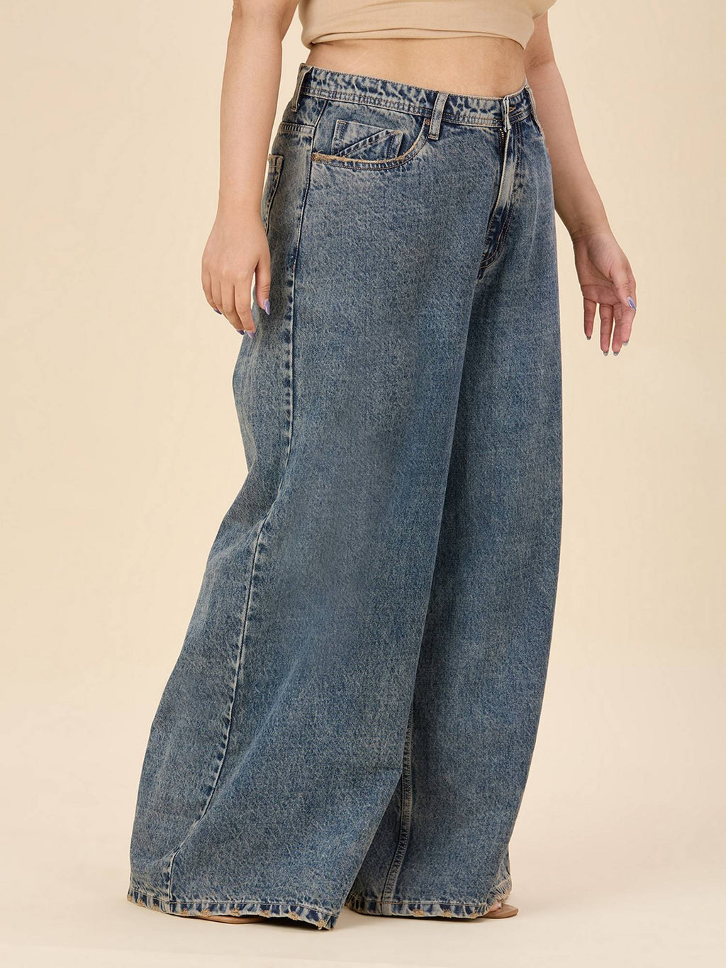 Plus Size Wide Leg High-Rise Stretchable Jeans | WL90 - view 3