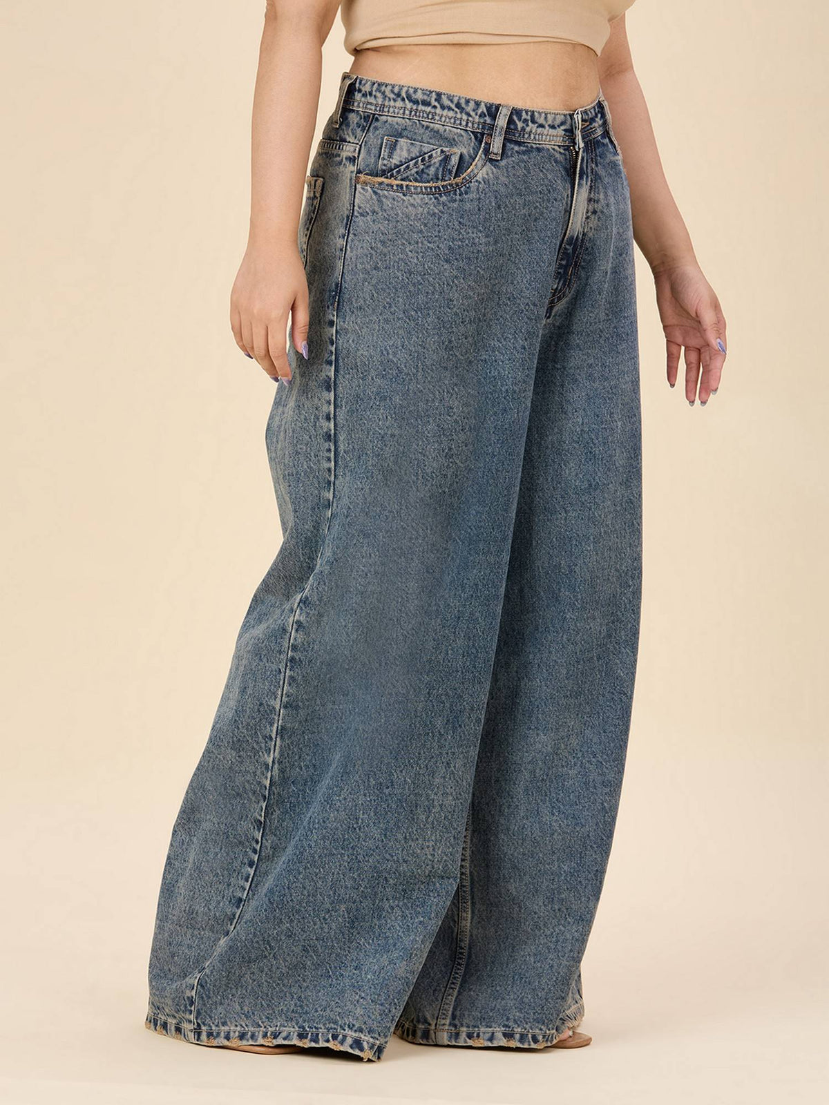 Plus Size Wide Leg High-Rise Stretchable Jeans | WL90 - view 3