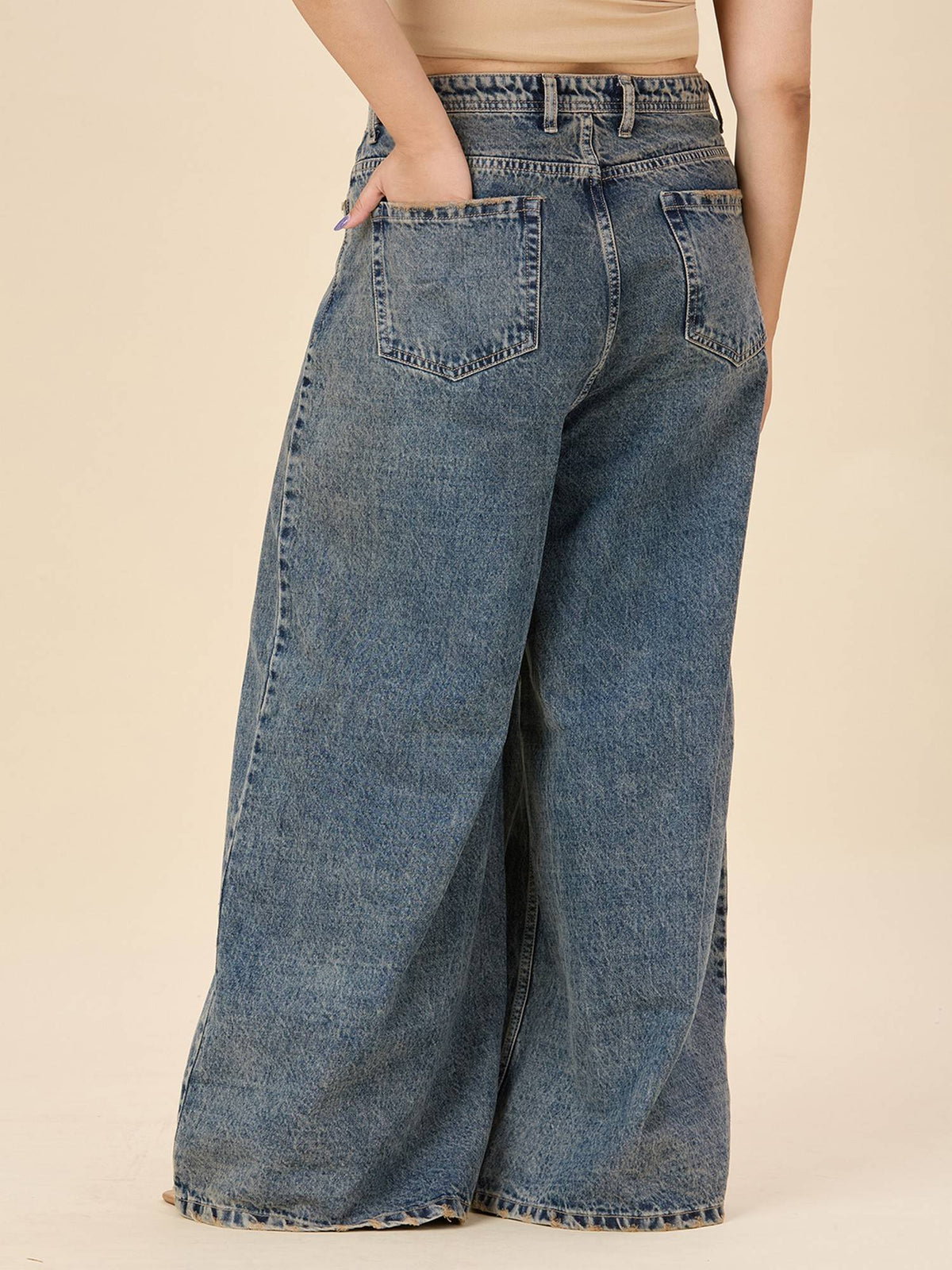 Plus Size Wide Leg High-Rise Stretchable Jeans | WL90 - view 4
