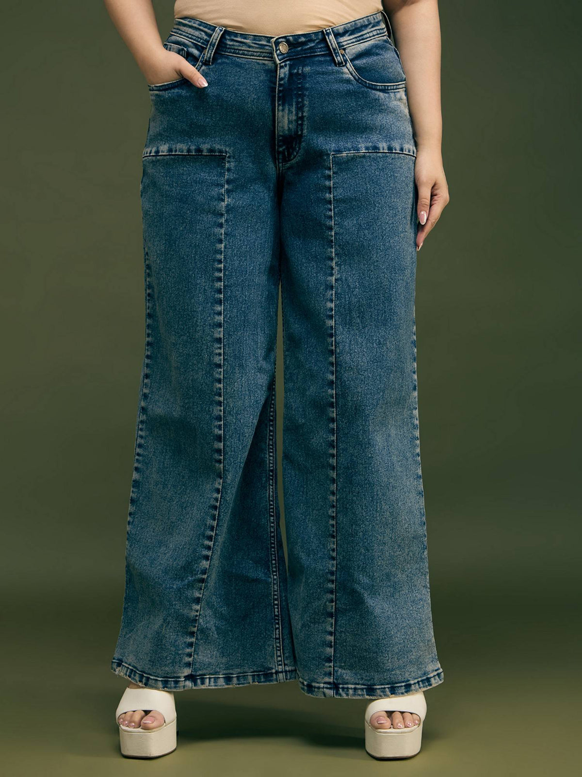 High Rise Extra Wide Tint Blue Jeans | BG78 - view 1