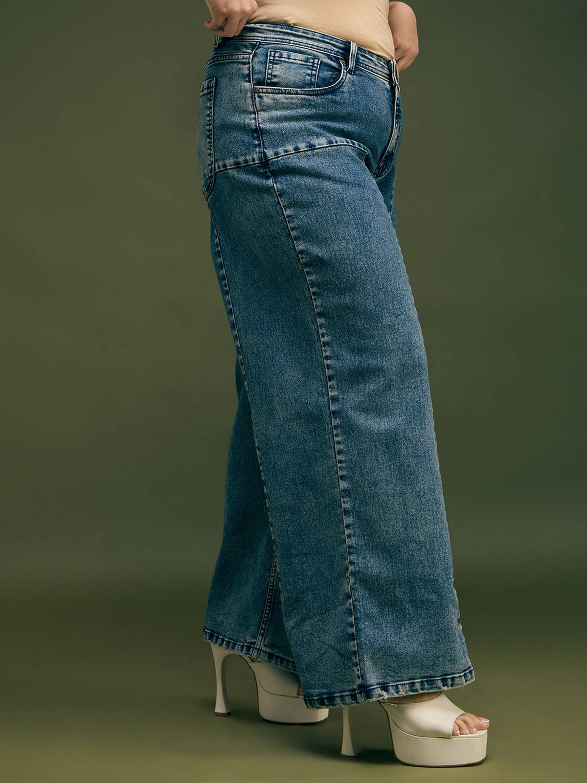 High Rise Extra Wide Tint Blue Jeans | BG78 - view 3