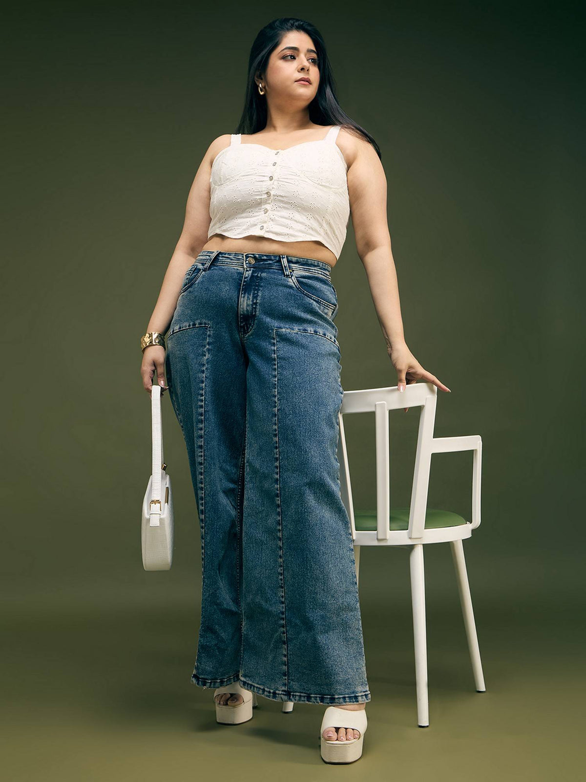 High Rise Extra Wide Tint Blue Jeans | BG78 - view 6
