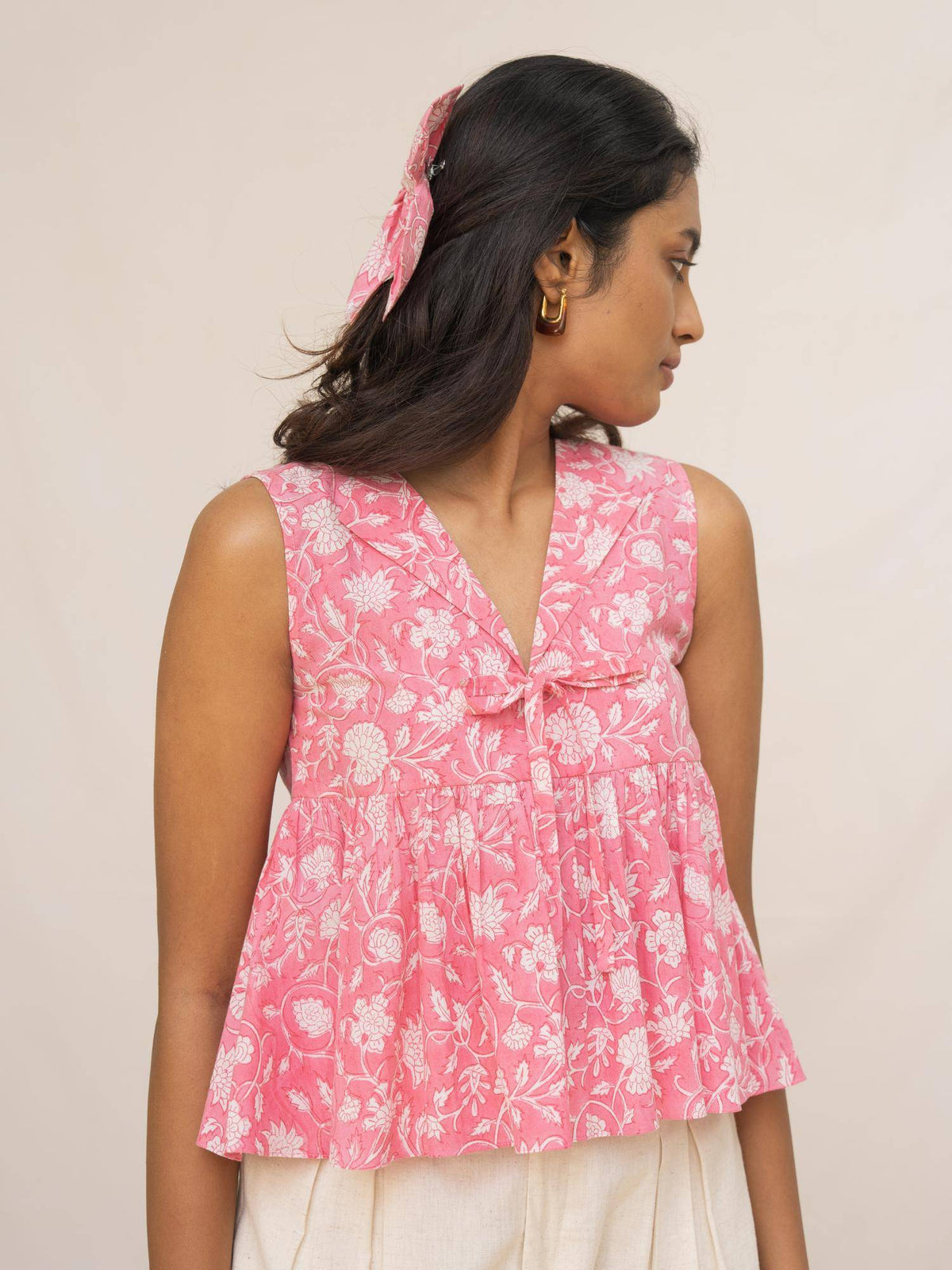 Pixie Peplum Top - Pink | pt51 - view 3