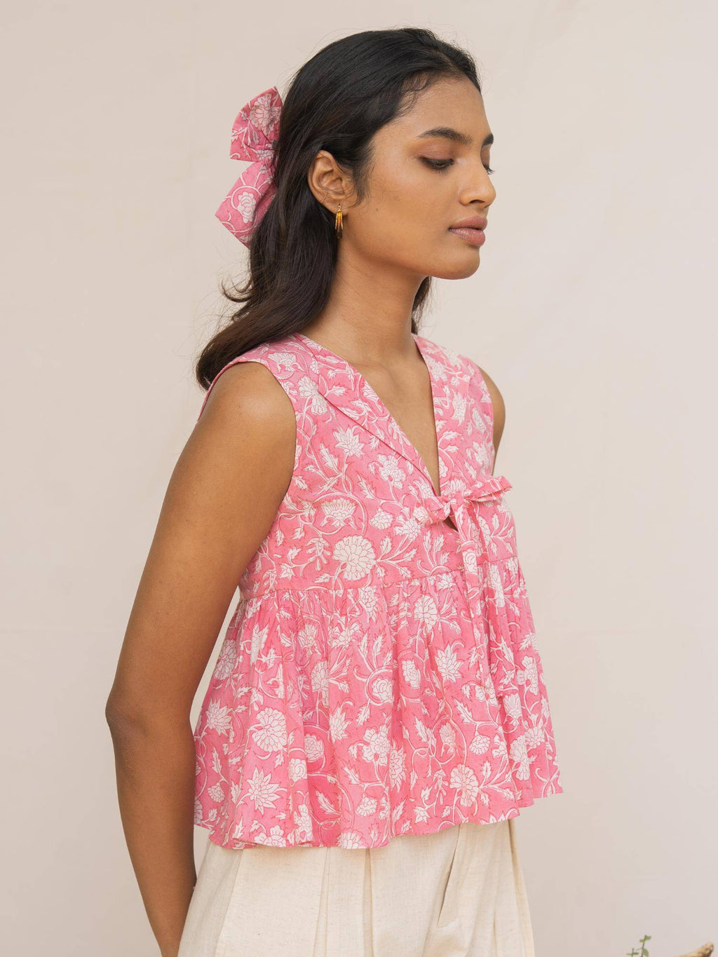 Pixie Peplum Top - Pink | pt51 - view 4