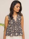 Ava Flounce Peplum Top - Black | pt51 - view 1