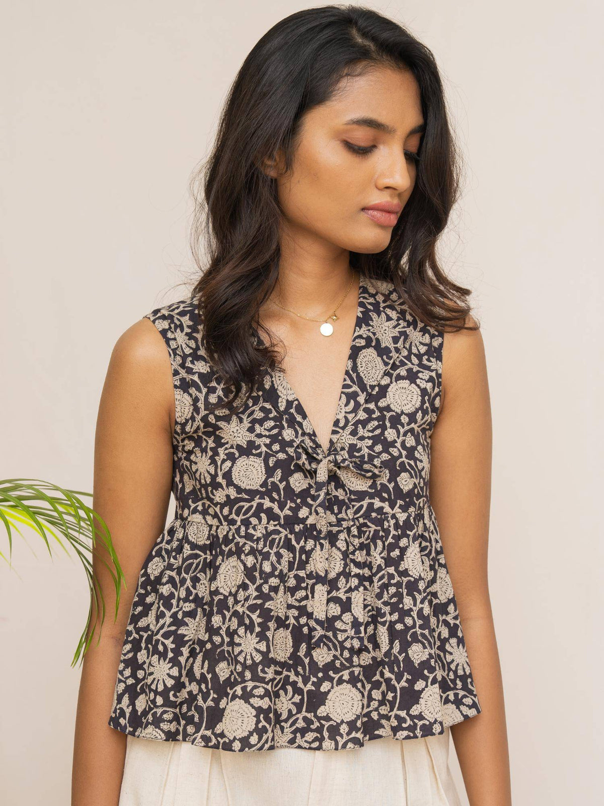 Ava Flounce Peplum Top - Black | pt51 - view 1