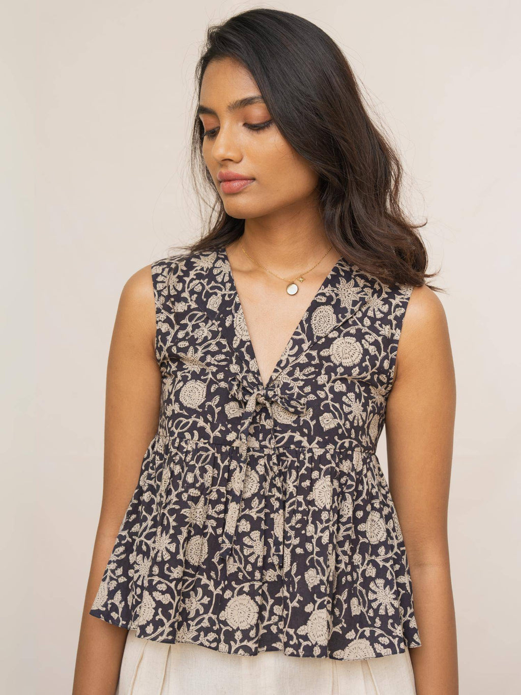 Ava Flounce Peplum Top - Black | pt51 - view 3
