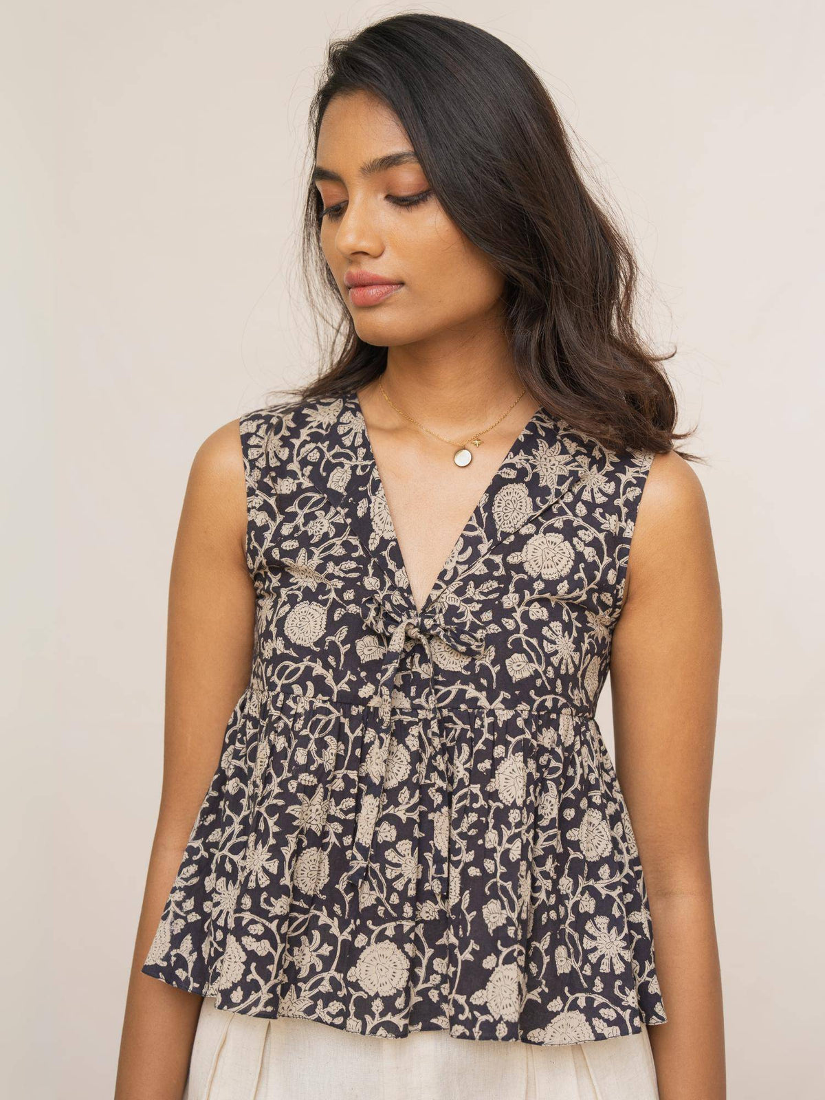 Ava Flounce Peplum Top - Black | pt51 - view 3
