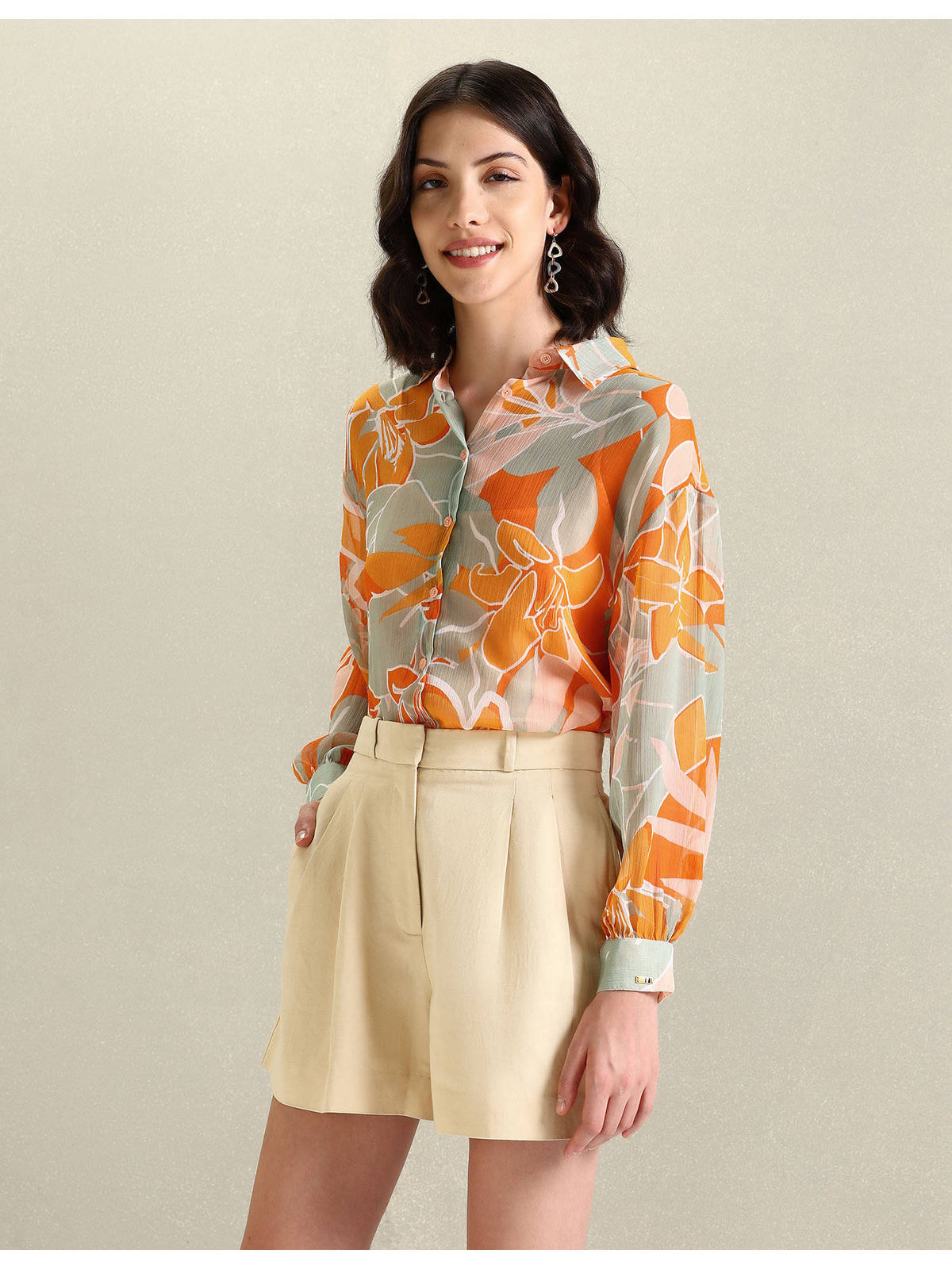Spread Collar Floral Print Shirt | S67 - view 4