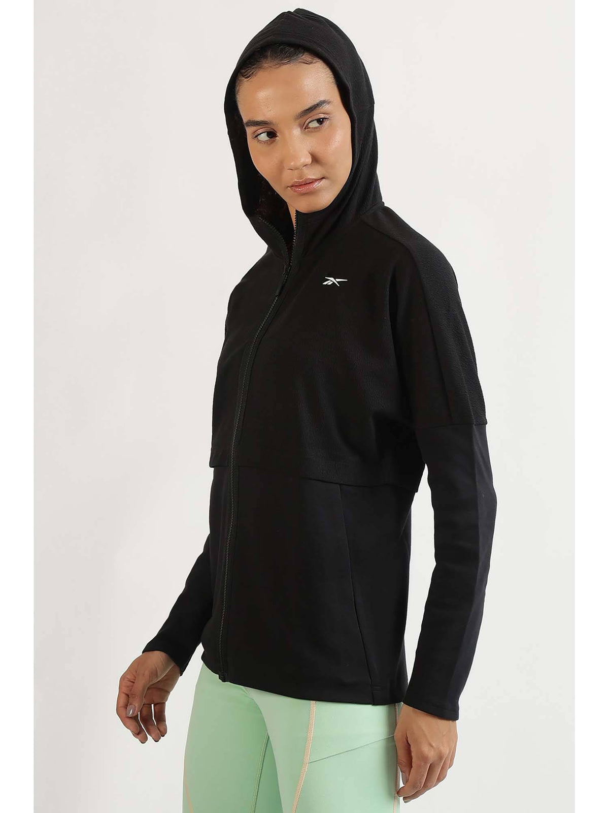 Women Black Solid Hooded Jacket | JK12 - view 2