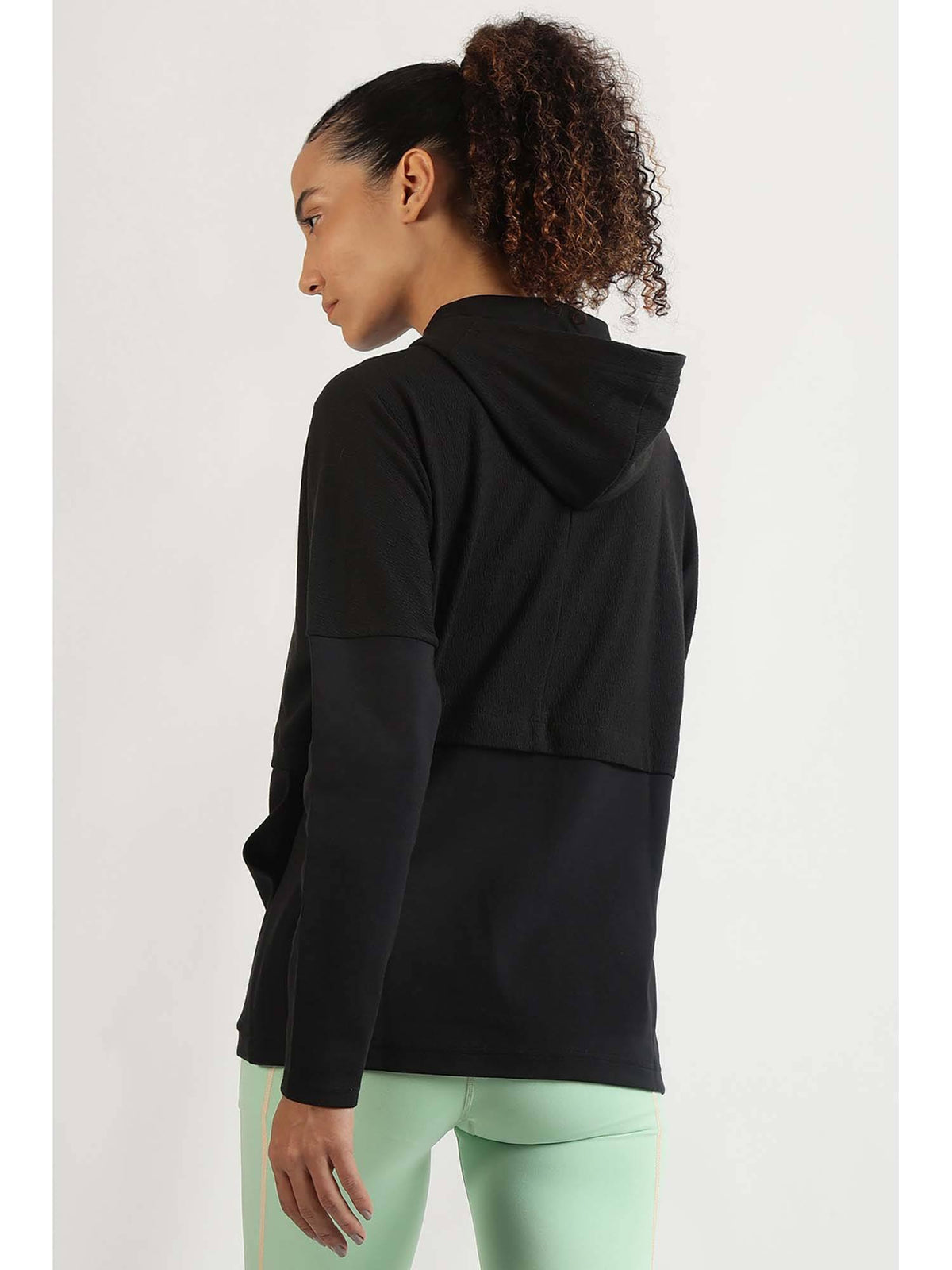 Women Black Solid Hooded Jacket | JK12 - view 3