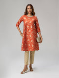 Off White Gadhwal Foil Printed Embellished Neck Kurta Brigade Bride | FY93 - view 36
