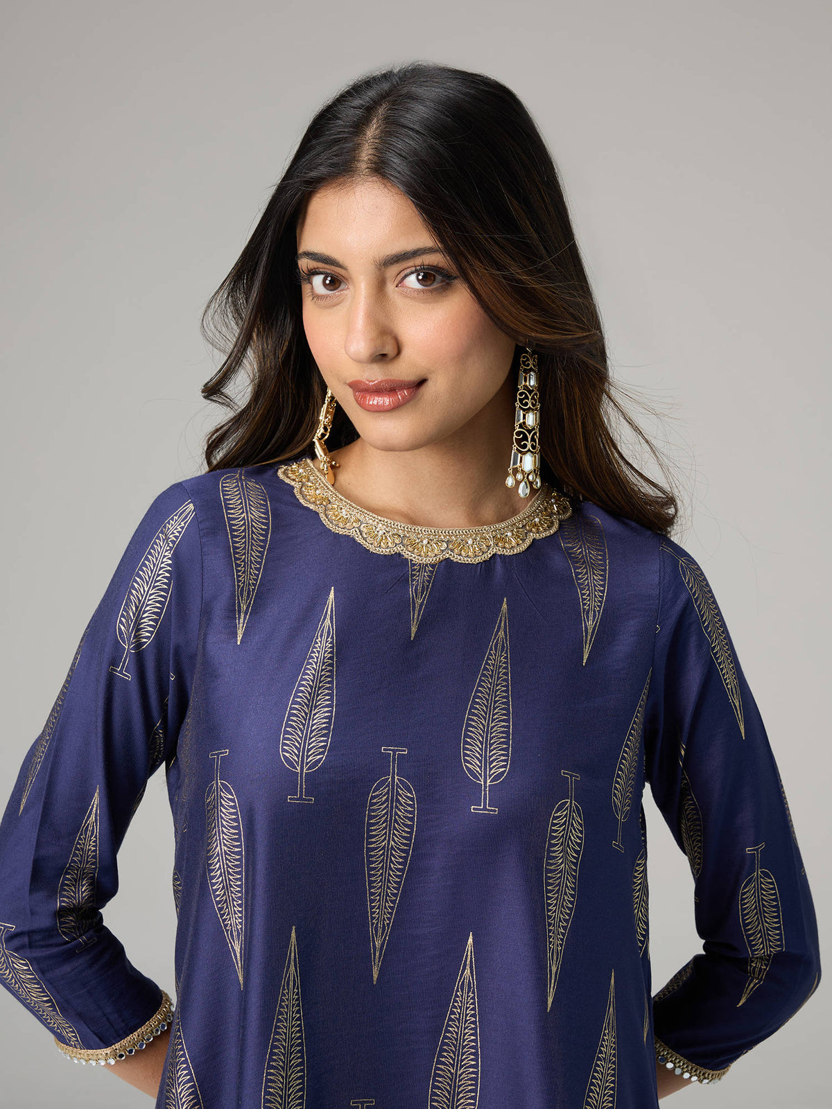 Orange Gadhwal Foil Printed Embellished Neck Kurta Brigade Bride | KDG - view 39