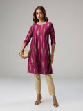 Off White Gadhwal Foil Printed Embellished Neck Kurta Brigade Bride | U3S - view 9