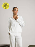 White Tactile Pleated Polo T-Shirt | PW43 - view 1