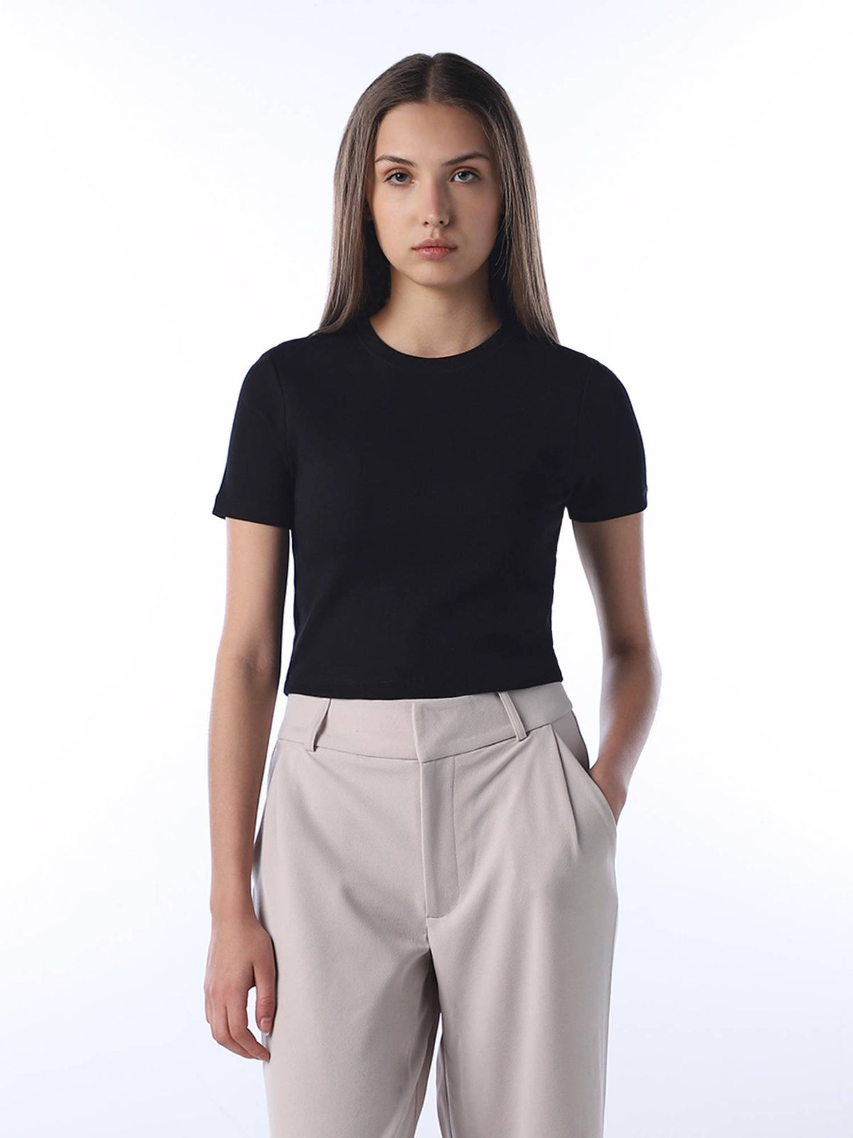 Women's Solid Slim Fit Yellow T-shirt | O24 - view 8