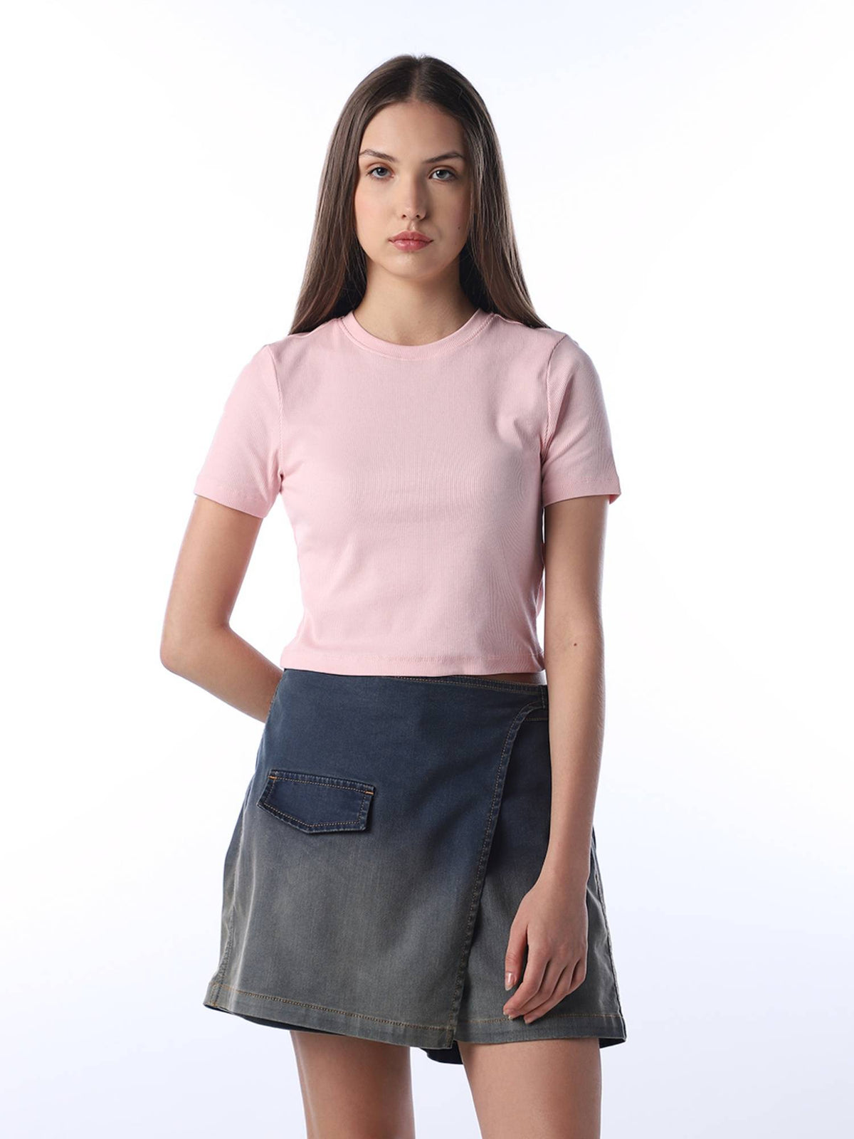 Women's Solid Slim Fit Yellow T-shirt | O24 - view 15