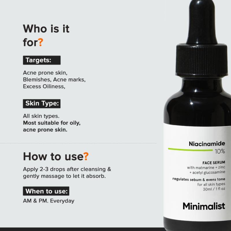 10% Niacinamide Face Serum With Matmarine + Zinc For Reducing Oil & Blemishes | Z8 - view 4