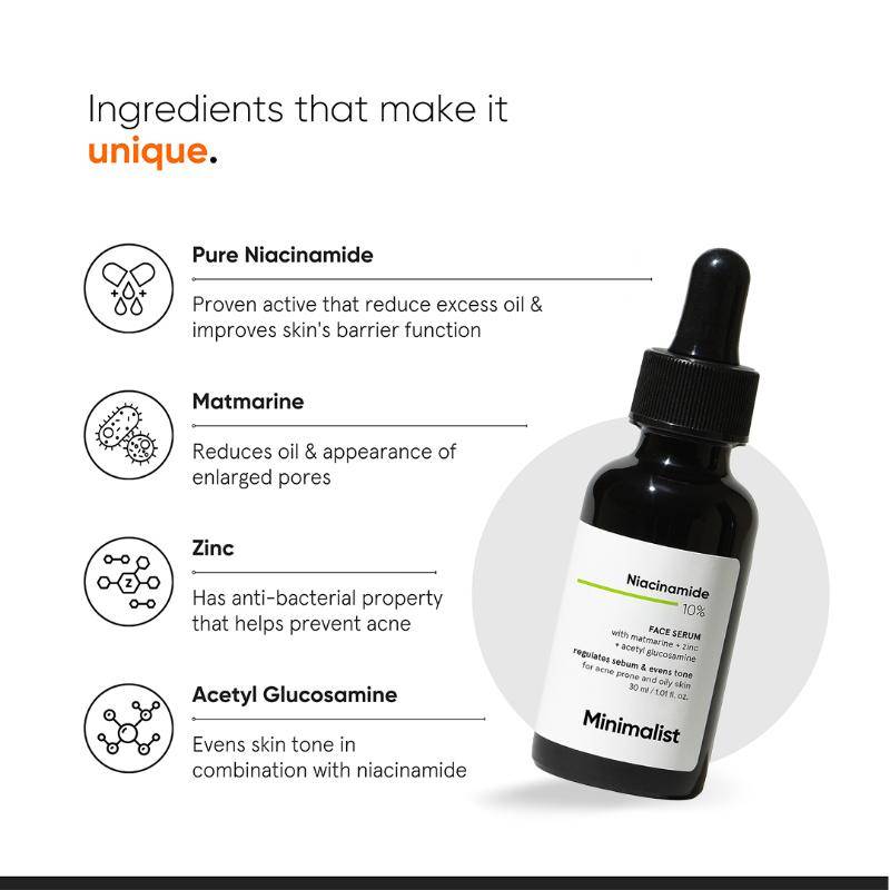 10% Niacinamide Face Serum With Matmarine + Zinc For Reducing Oil & Blemishes | Z8 - view 5