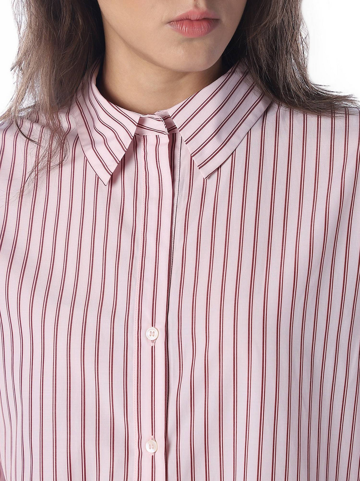 Women Striped Regular Fit Pink Shirt | O24 - view 4