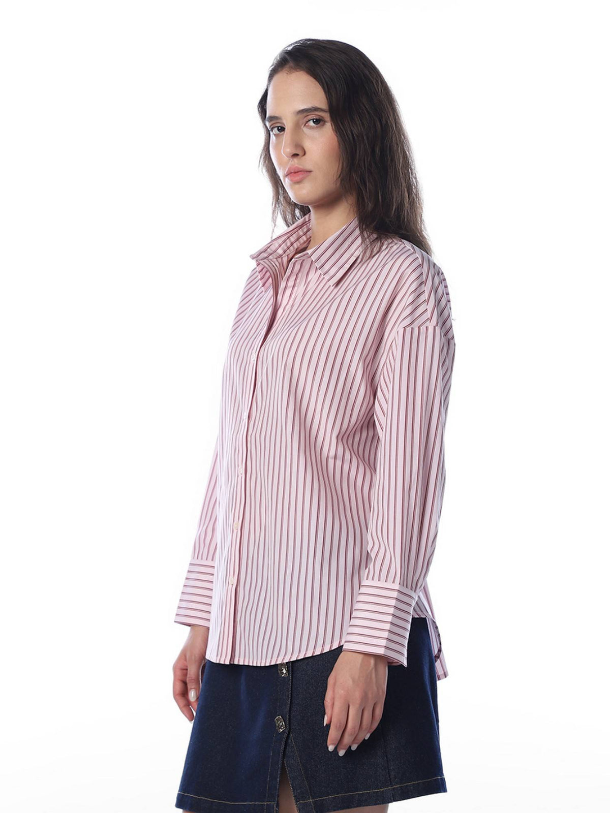 Women Striped Regular Fit Pink Shirt | O24 - view 5
