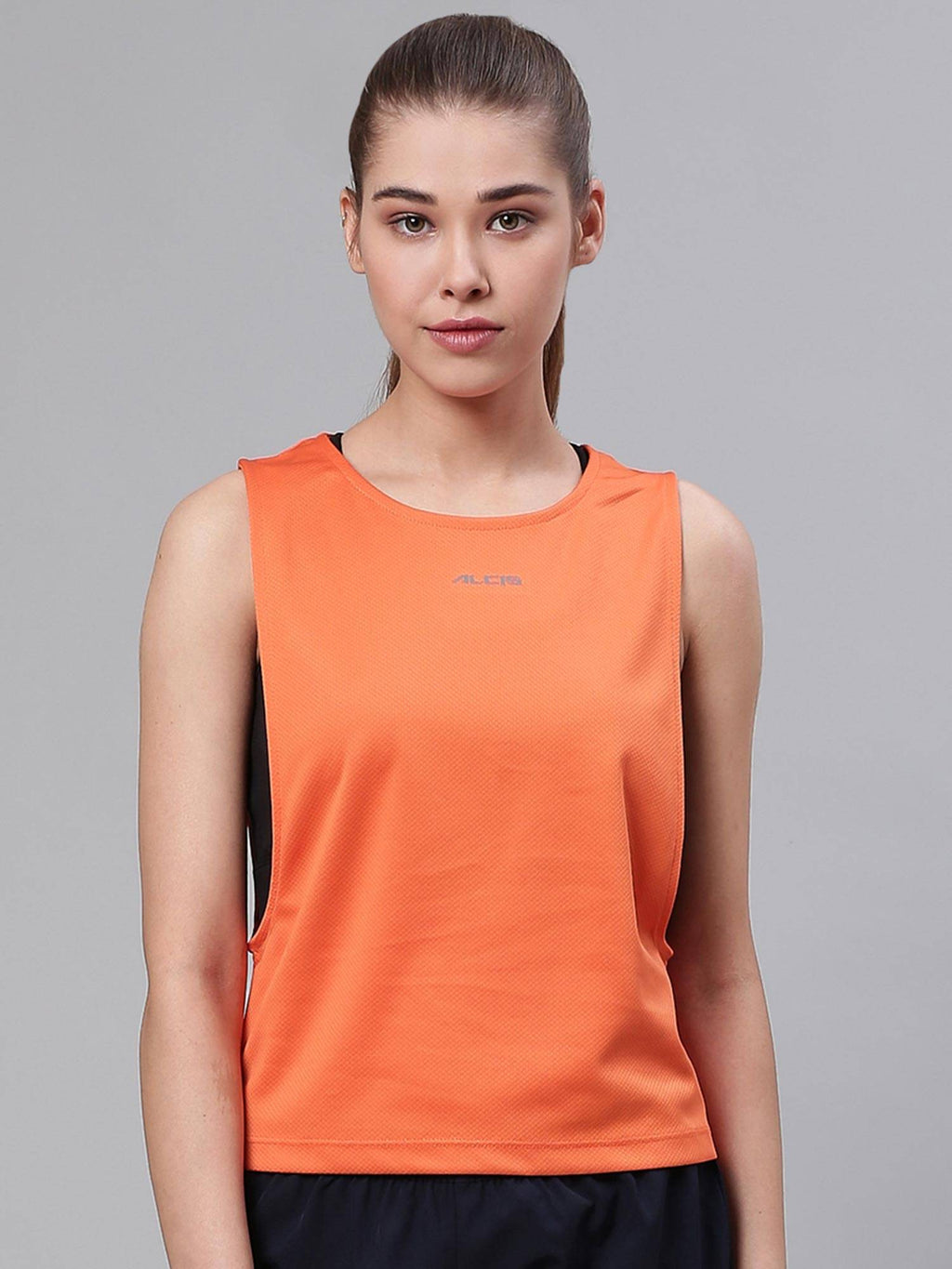 Women Orange Solid Wide Arm Holed T-shirt | TT89 - view 1