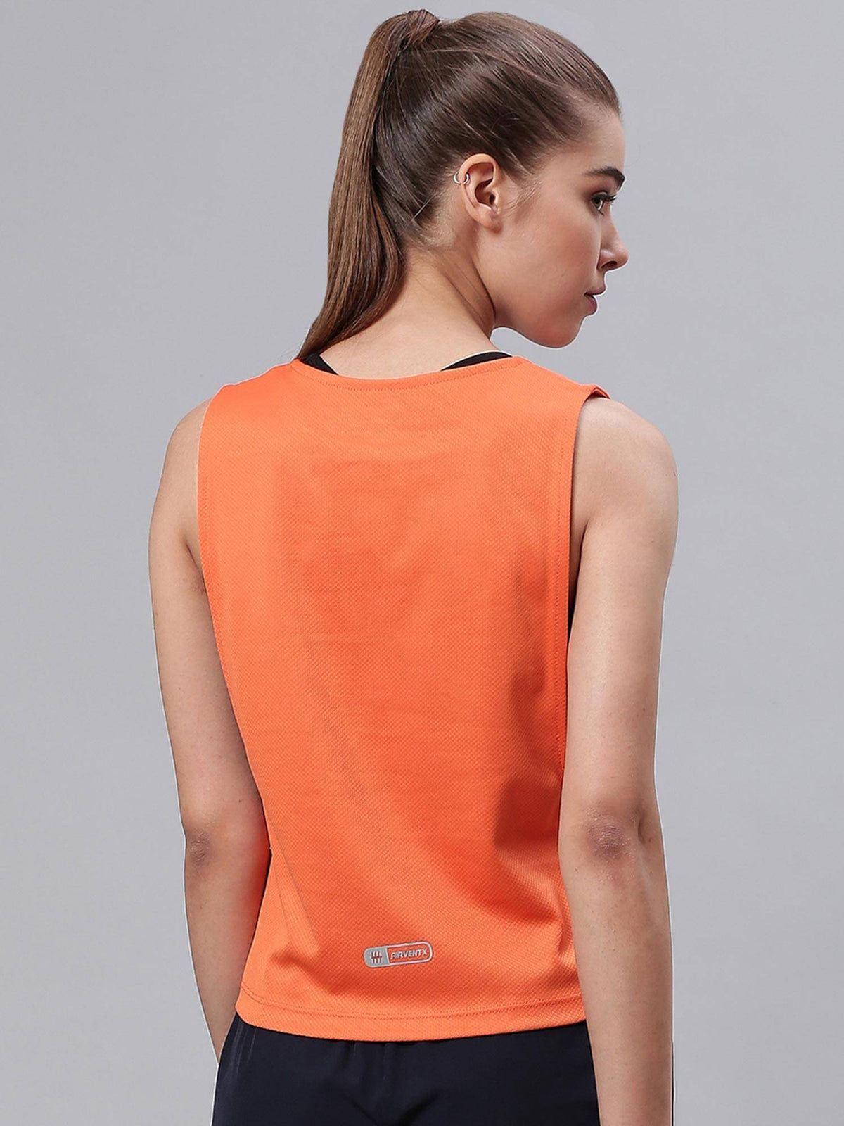 Women Orange Solid Wide Arm Holed T-shirt | TT89 - view 4