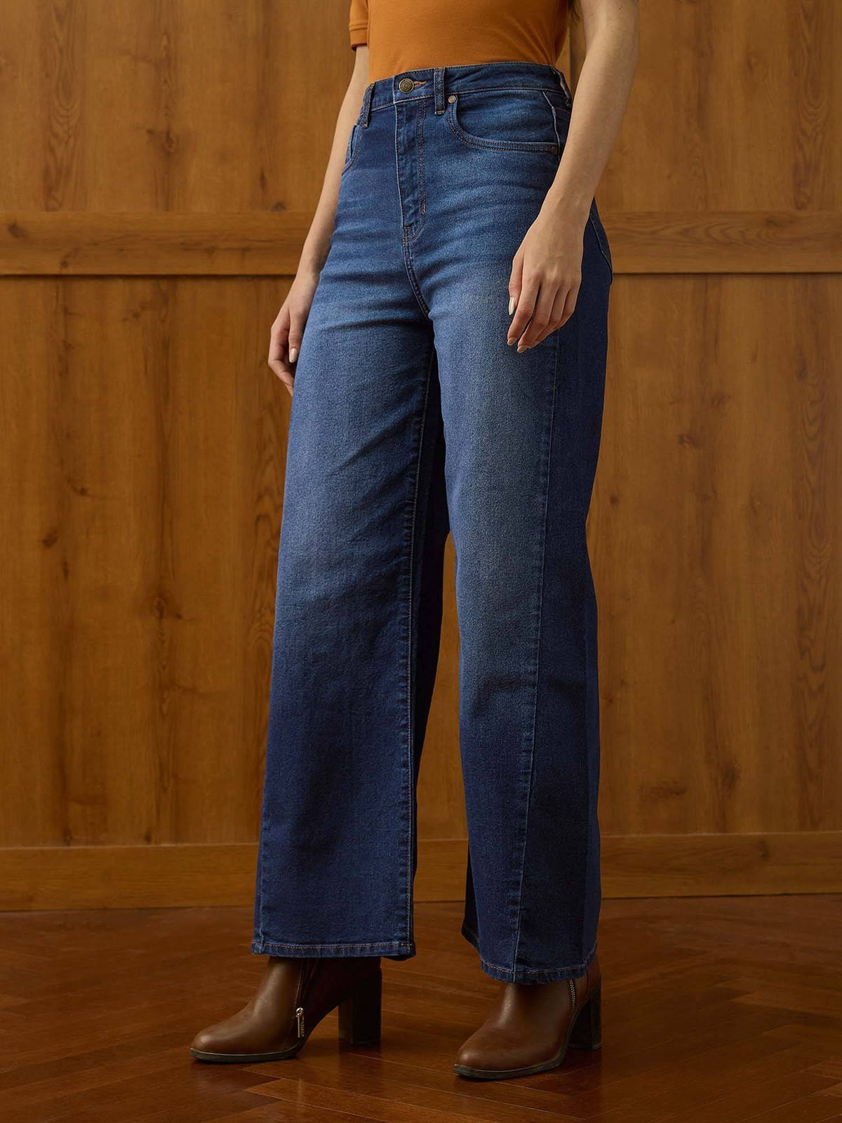 Blue High Rise Baggy Fit Jeans | BG78 - view 4