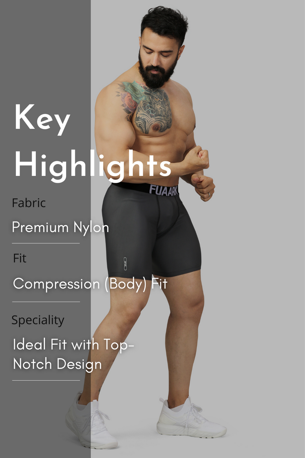 Nylon Compression Shorts Grey