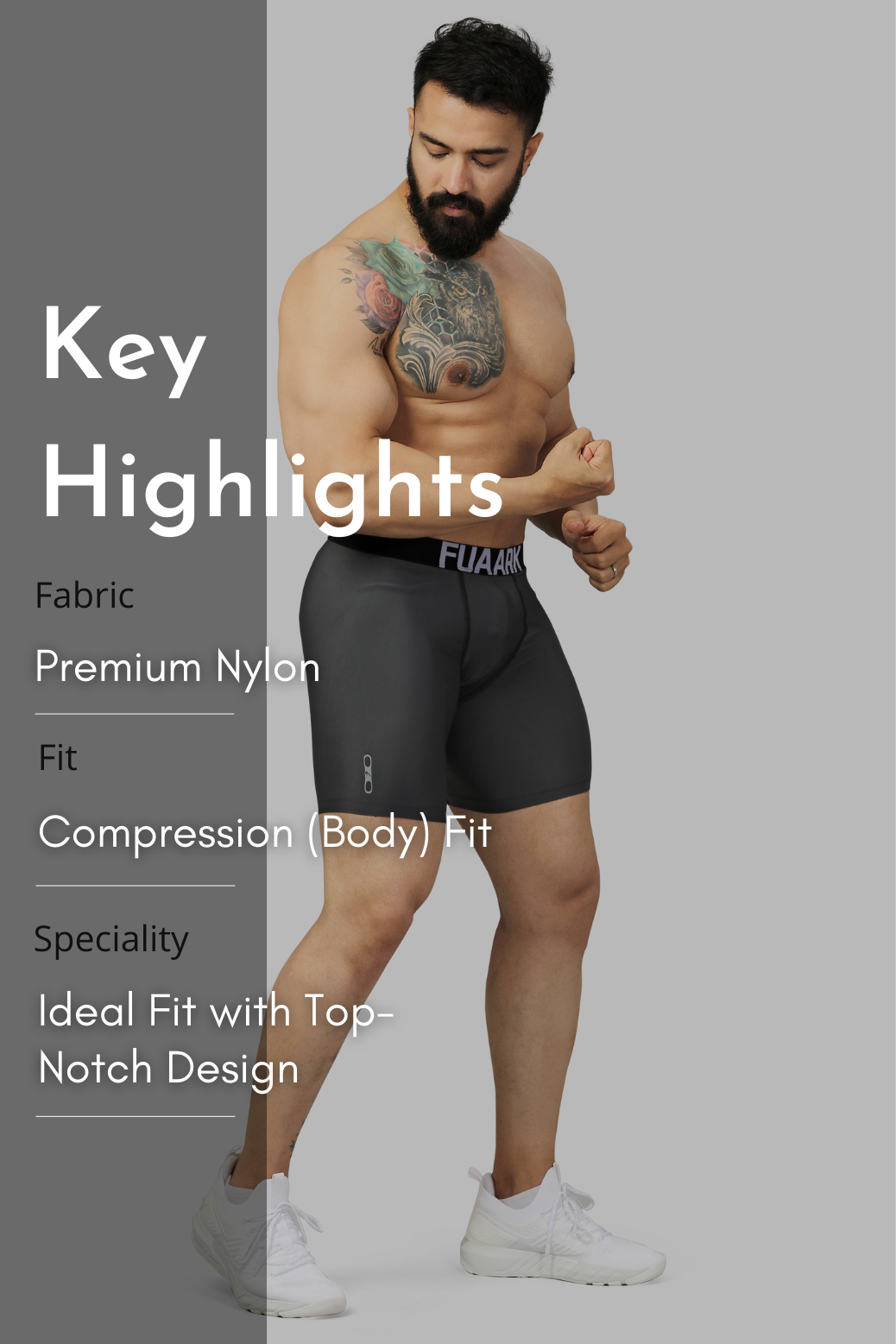 Nylon Compression Shorts Grey
