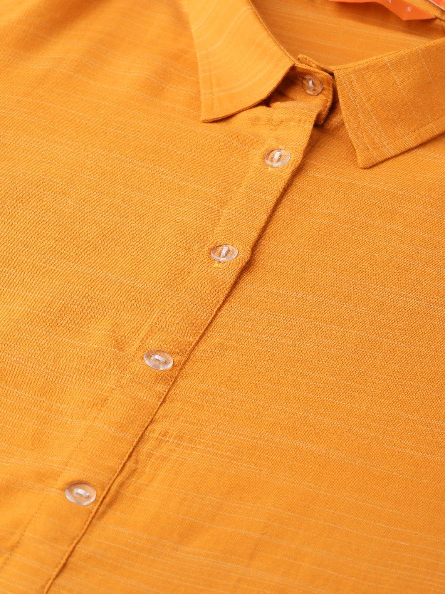 Gerua Yellow Rayon Solid Maxi Dress