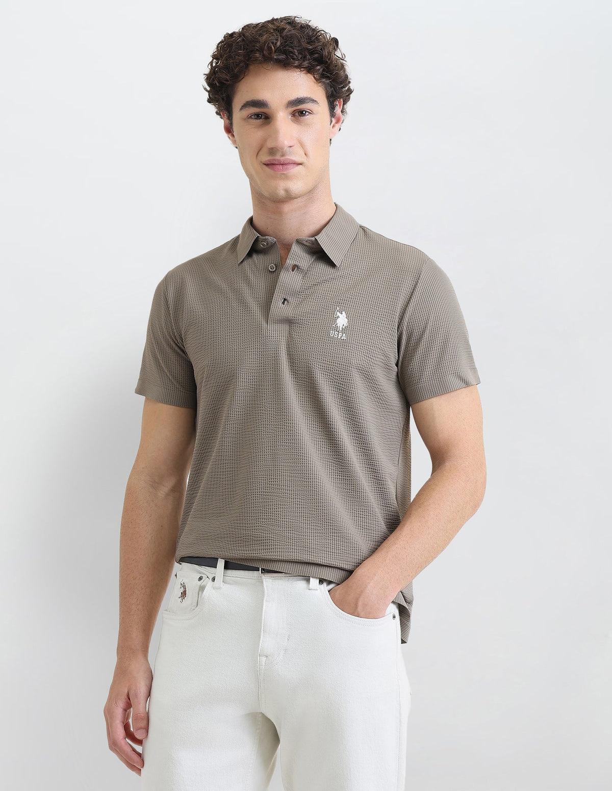 Textured Slim Fit Polo Shirt USP0