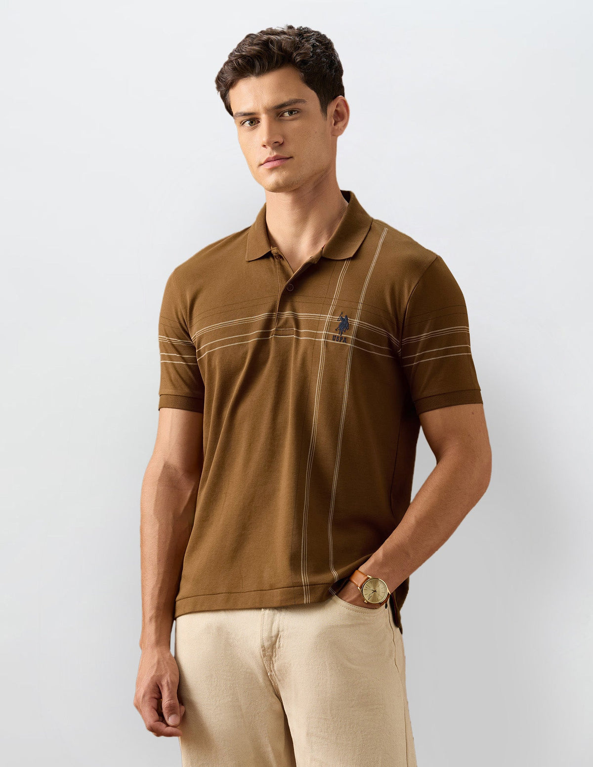 Vertical Striped Slim Fit Polo Shirt USP0