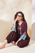 Brown Viscose Rayon Straight Top K60