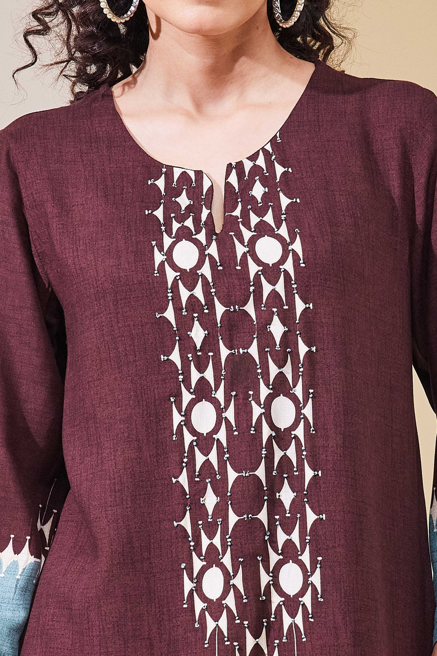 Brown Viscose Rayon Straight Top K60