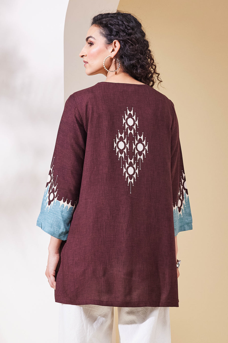 Brown Viscose Rayon Straight Top K60
