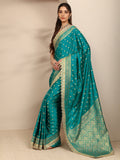 Libas Green Ethnic Motifs Woven Design Silk Blend Saree With Unstitched Blouse Piece