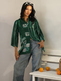 Libas Green Geometric Printed Crepe Shirt