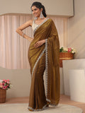 Libas Green Leheriya Printed Tissue Saree