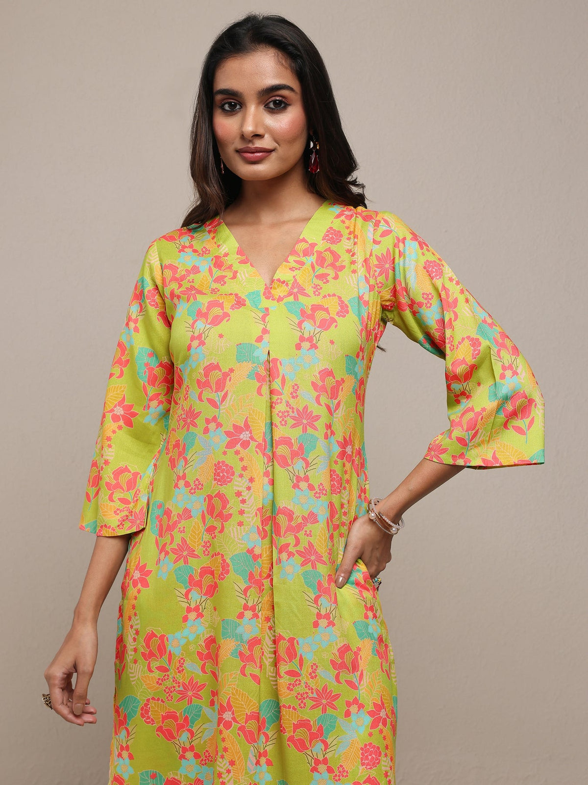 Libas Green Printed Rayon Co-Ord Sets CO87