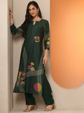 Gerua Green Printed Silk Blend Straight Kurta