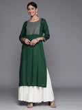 Gerua Green Yoke Design Rayon Straight Kurta