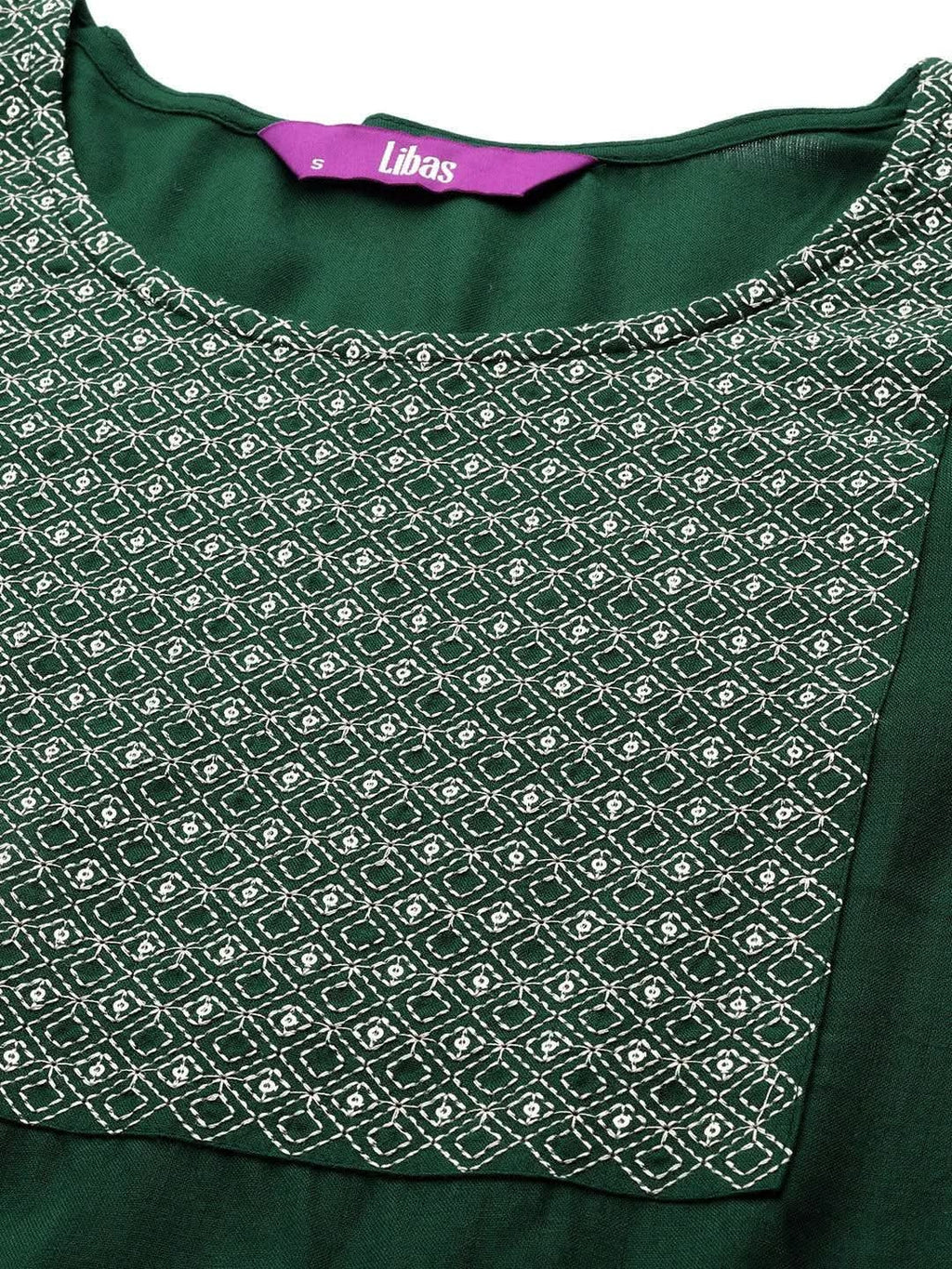 Gerua Green Yoke Design Rayon Straight Kurta